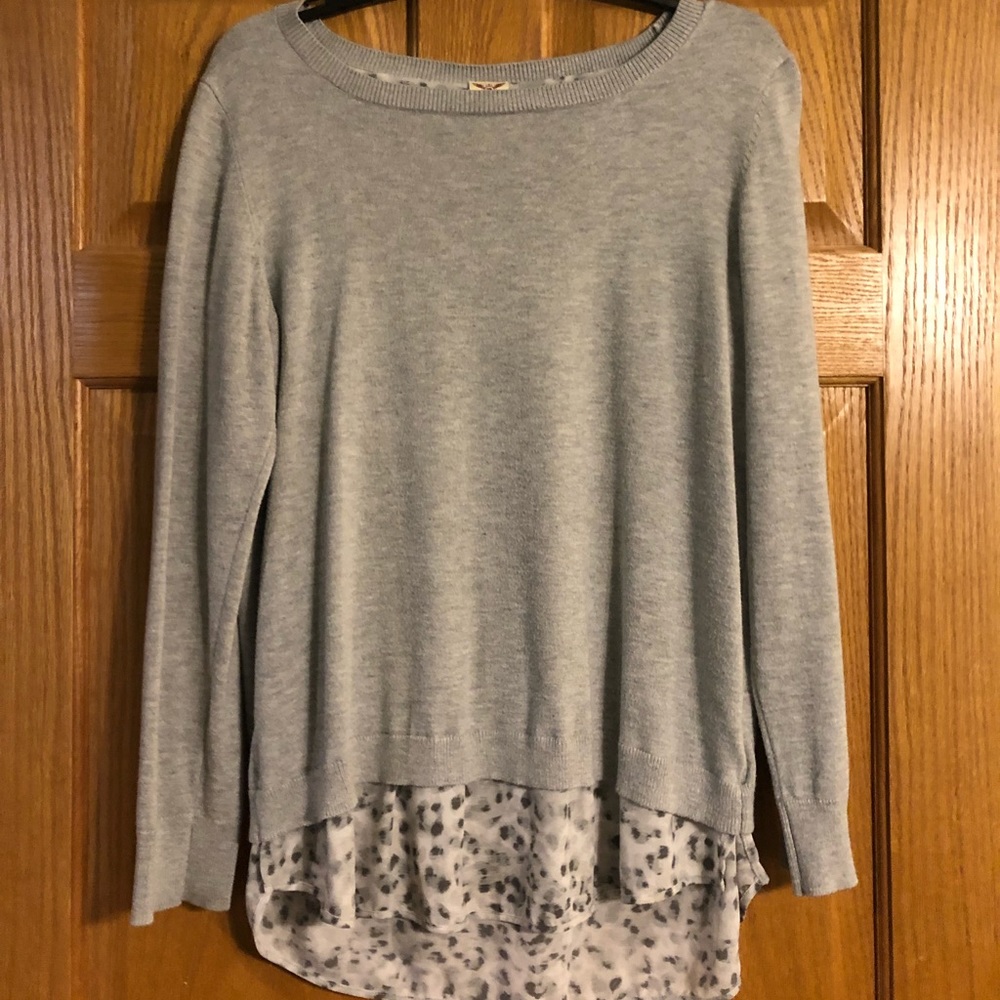 Grey, leopard print sweater